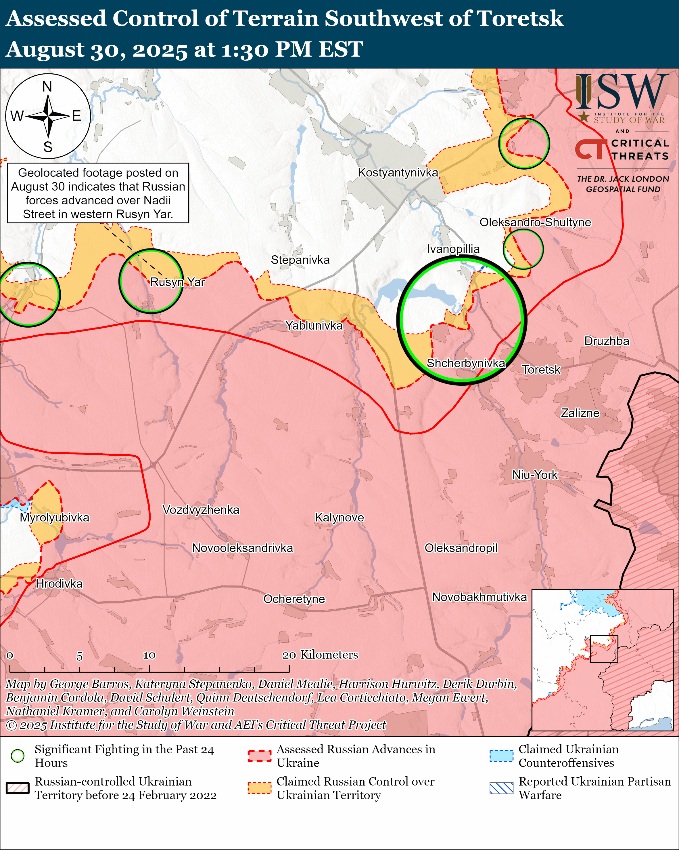 Southwest of Toretsk August 30, 2025/ISW