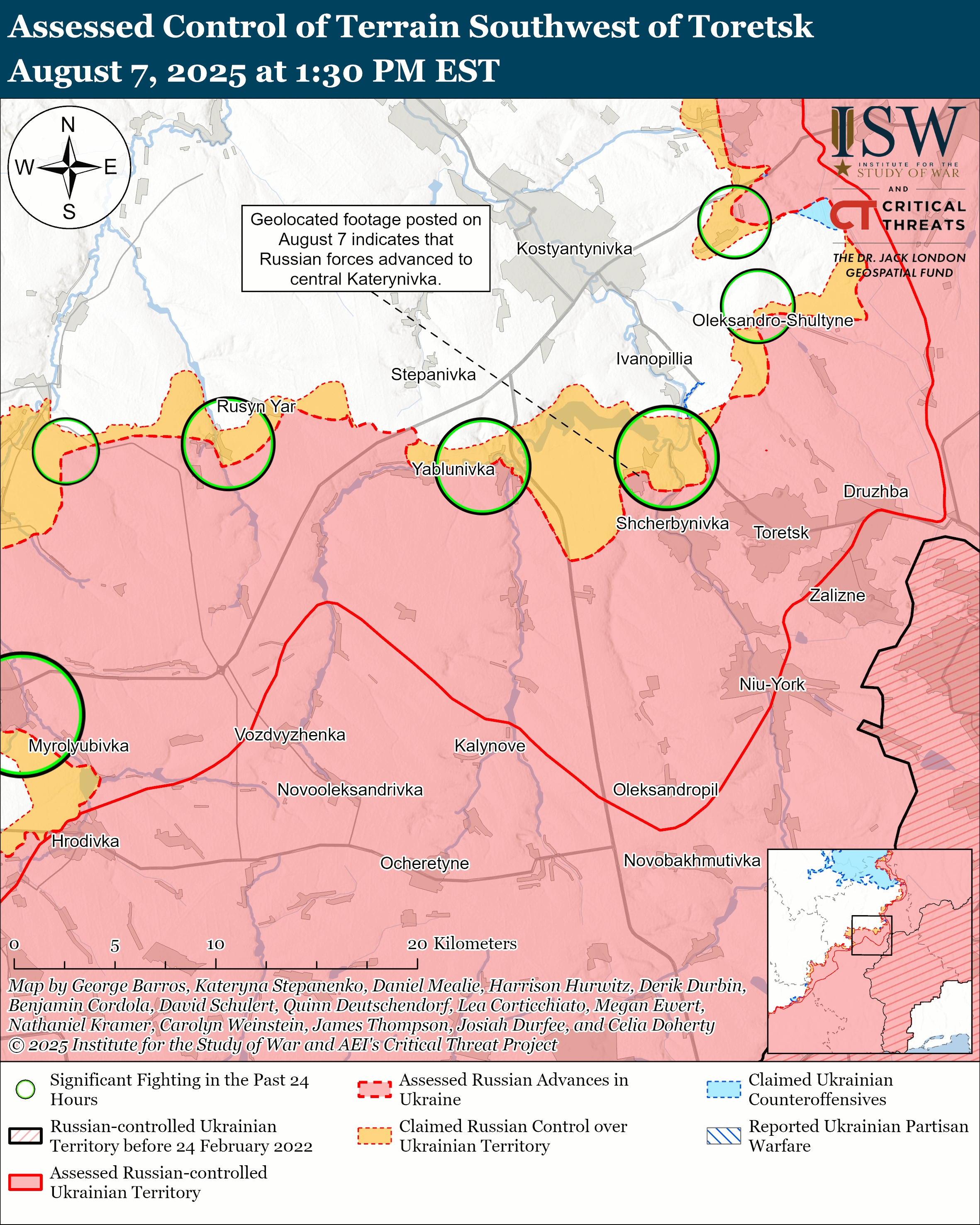 Southwest of Toretsk August 07, 2025/ISW