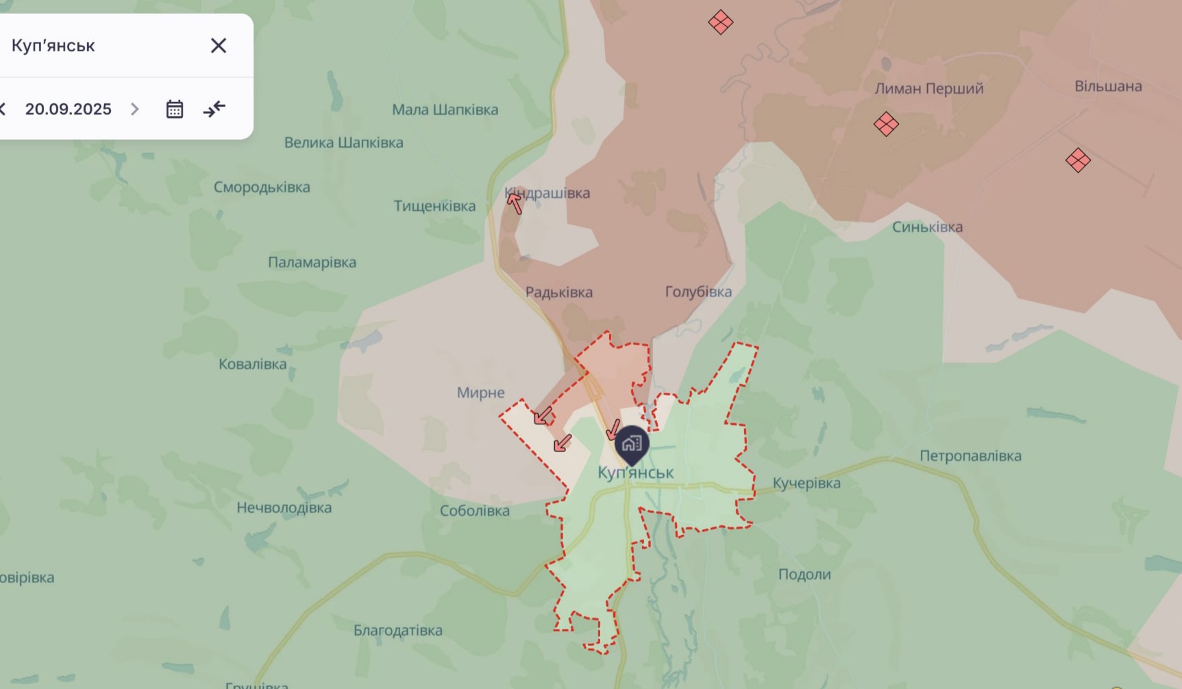Ориентировочная карта боевых действий на 21 сентября в 13:02/DeepStateMap