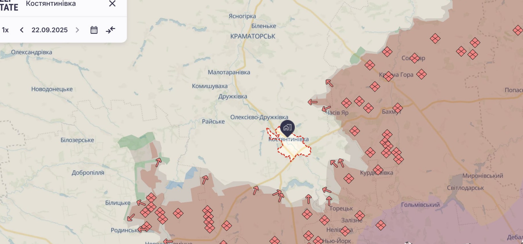 Ориентировочная карта боевых действий на 23 сентября в 12:01/DeepStateMap