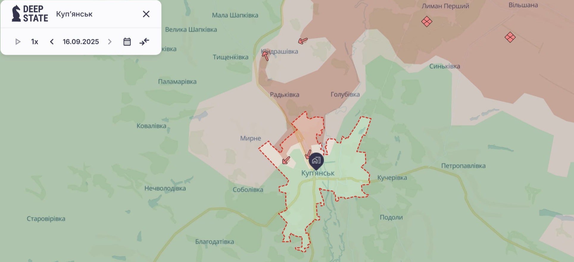 Ориентировочная карта боевых действий на 17 сентября в 10:10/DeepStateMap
