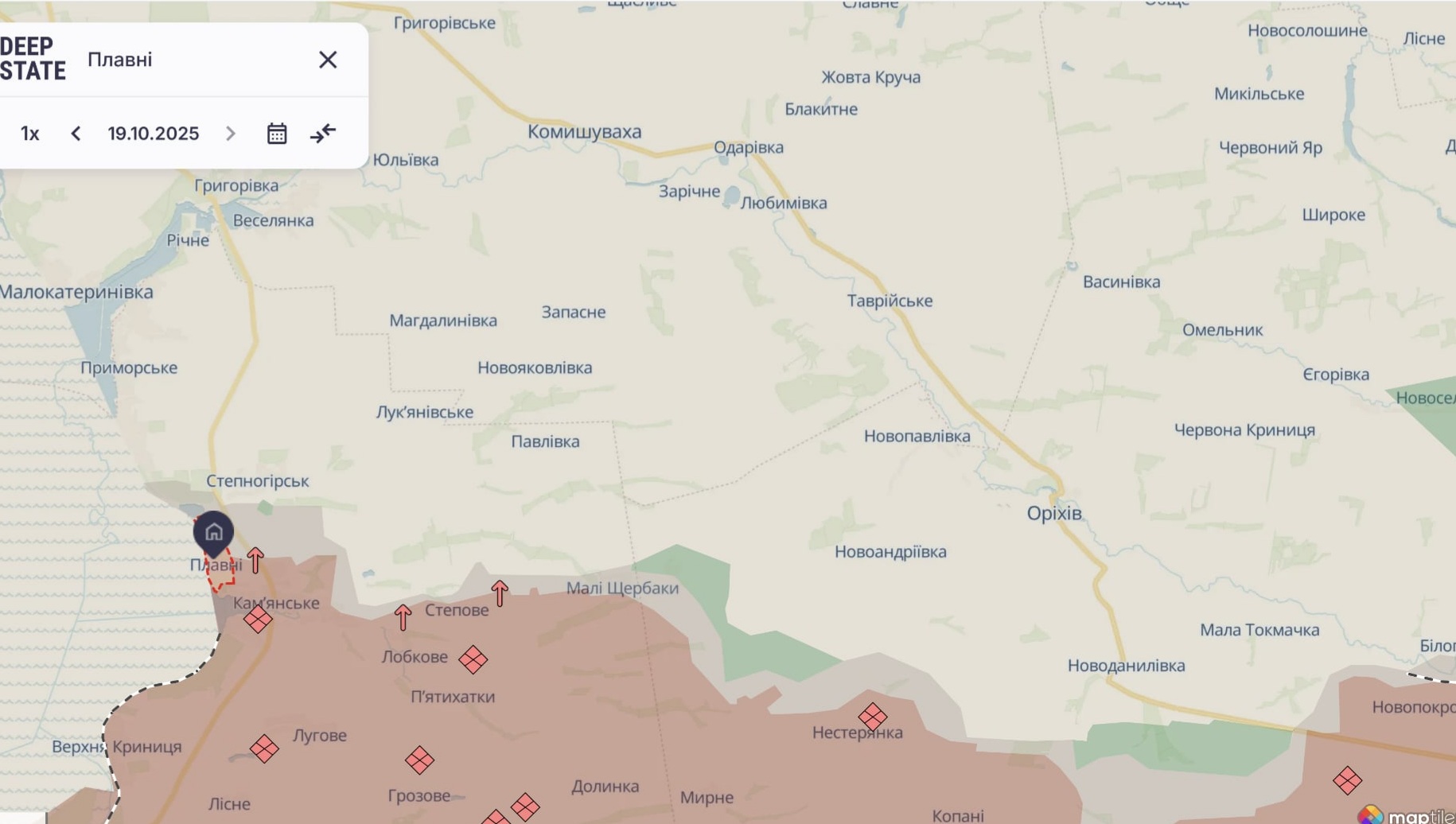 Ориентировочная карта боевых действий по состоянию на 20 октября в 13:53/DeepStateMap