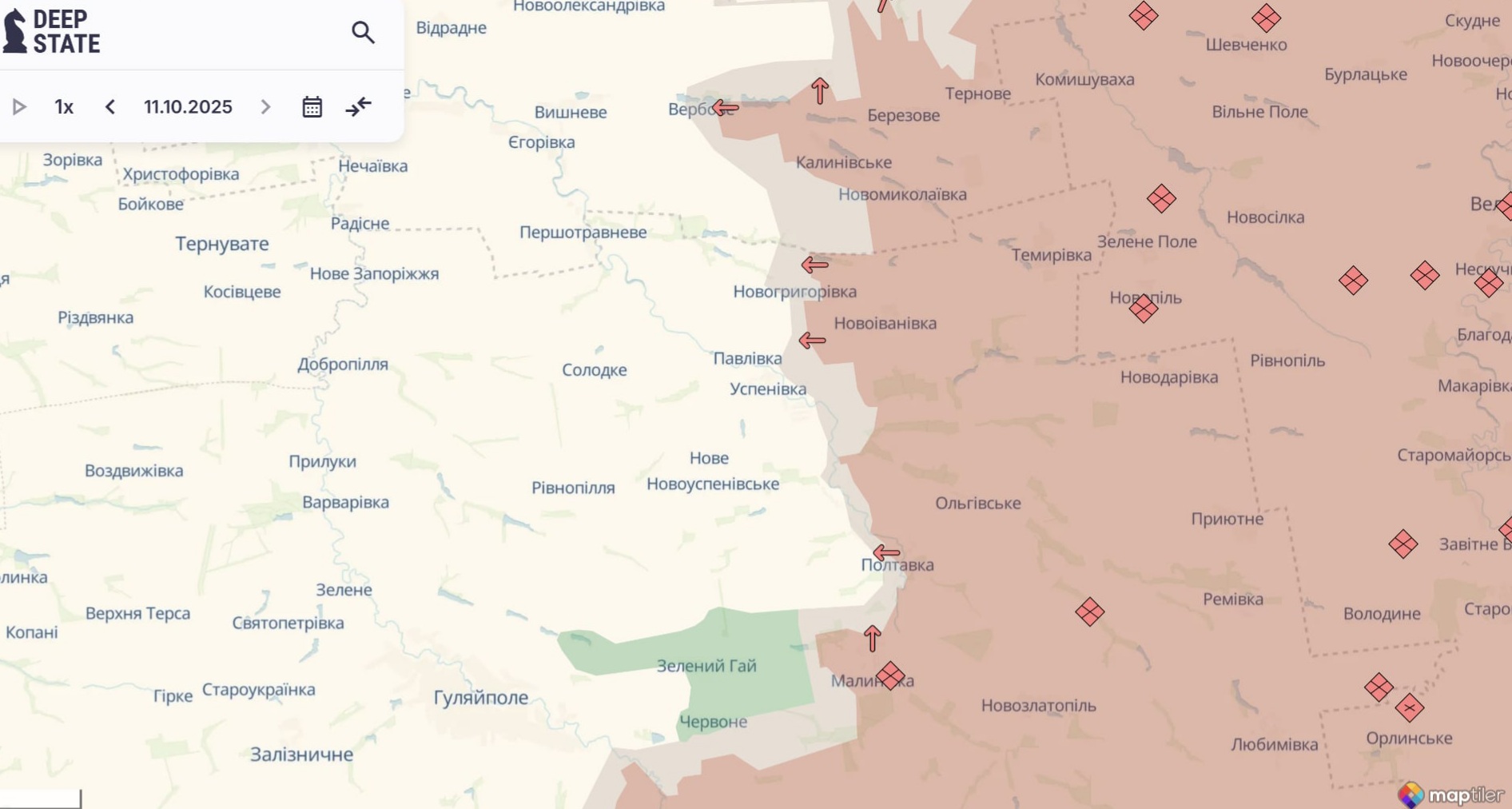 Ориентировочная карта боевых действий на 12 октября в 12:10/DeepStateMap