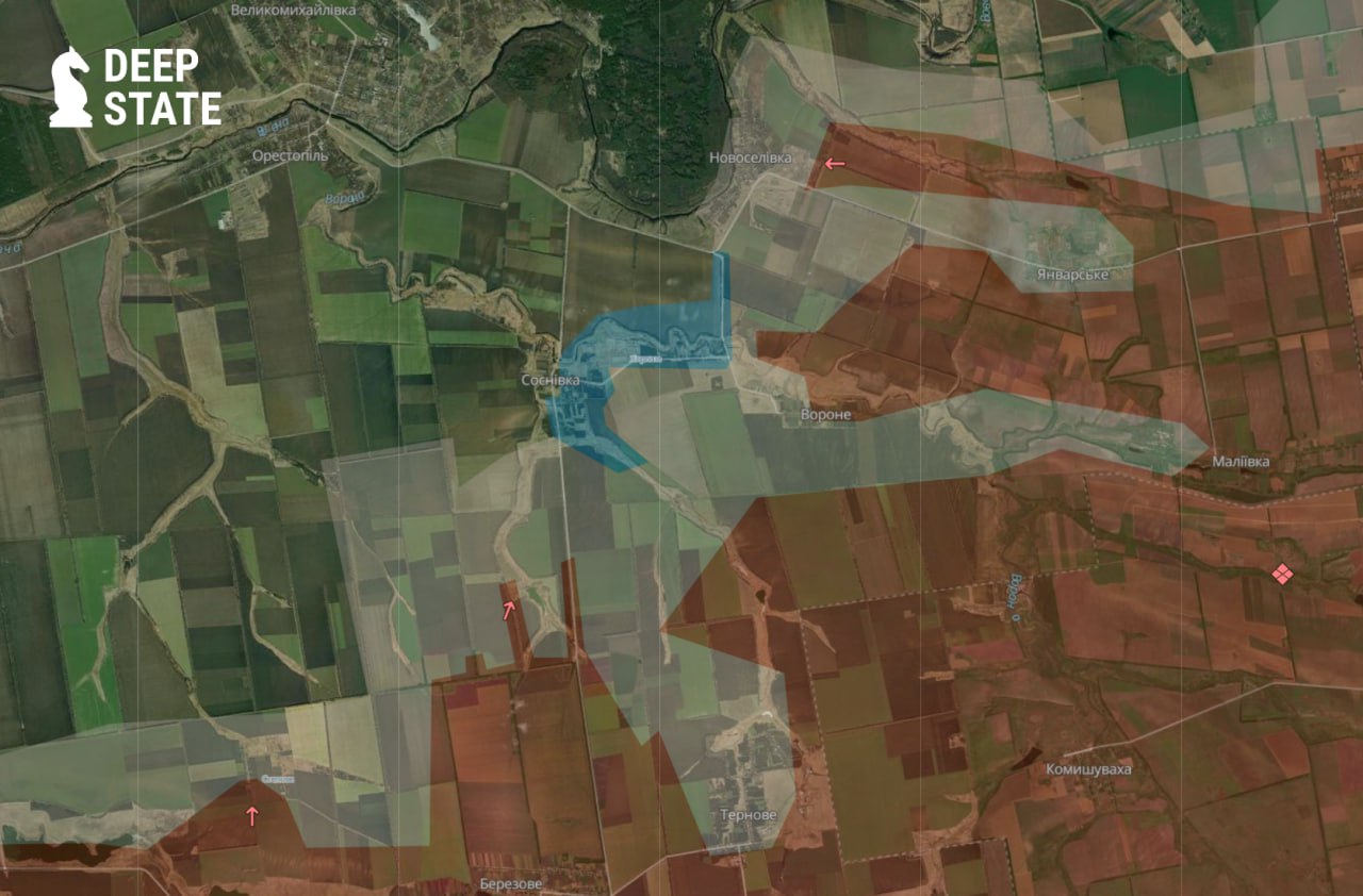 Лінія фронту у Дніпропетровській області станом на 3 жовтня/DeepStateMAP
