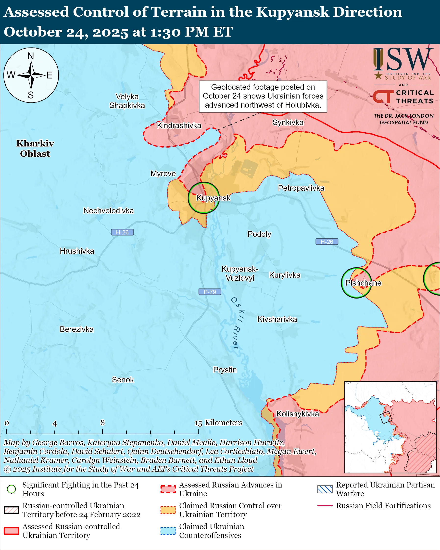 Лінія фронту на куп’янському напрямку станом на 24 жовтня/ISW