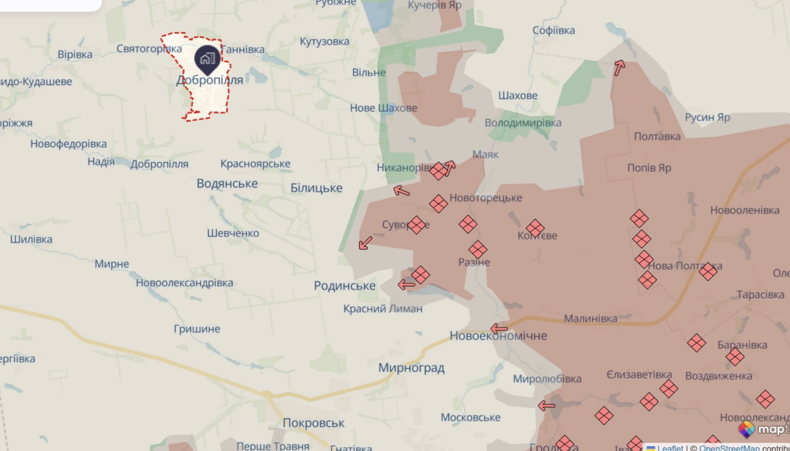 Ориентировочная карта боевых действий на 9 октября в 10:40/DeepStateMap