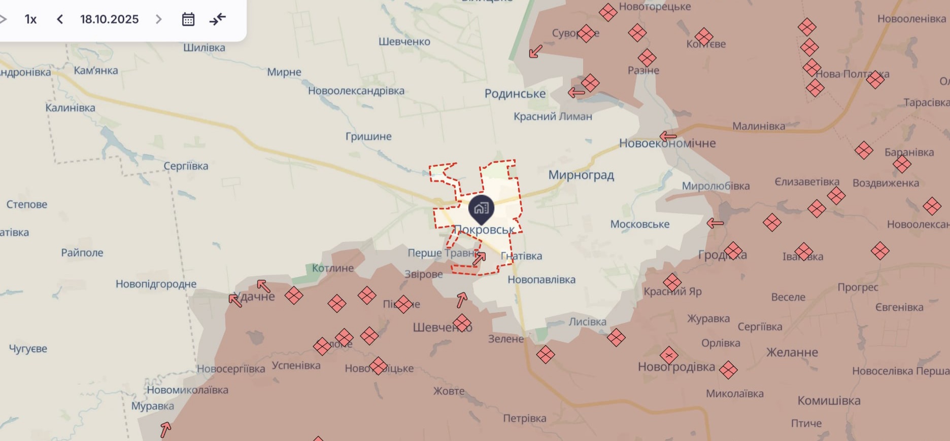 Ориентировочная карта боевых действий на 20 октября в 11:40/DeepStateMap