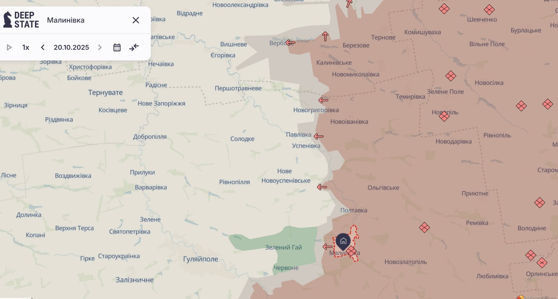 Ориентировочная карта боевых действий на 21 октября в 12:20/DeepStateMap DeepStateMAP