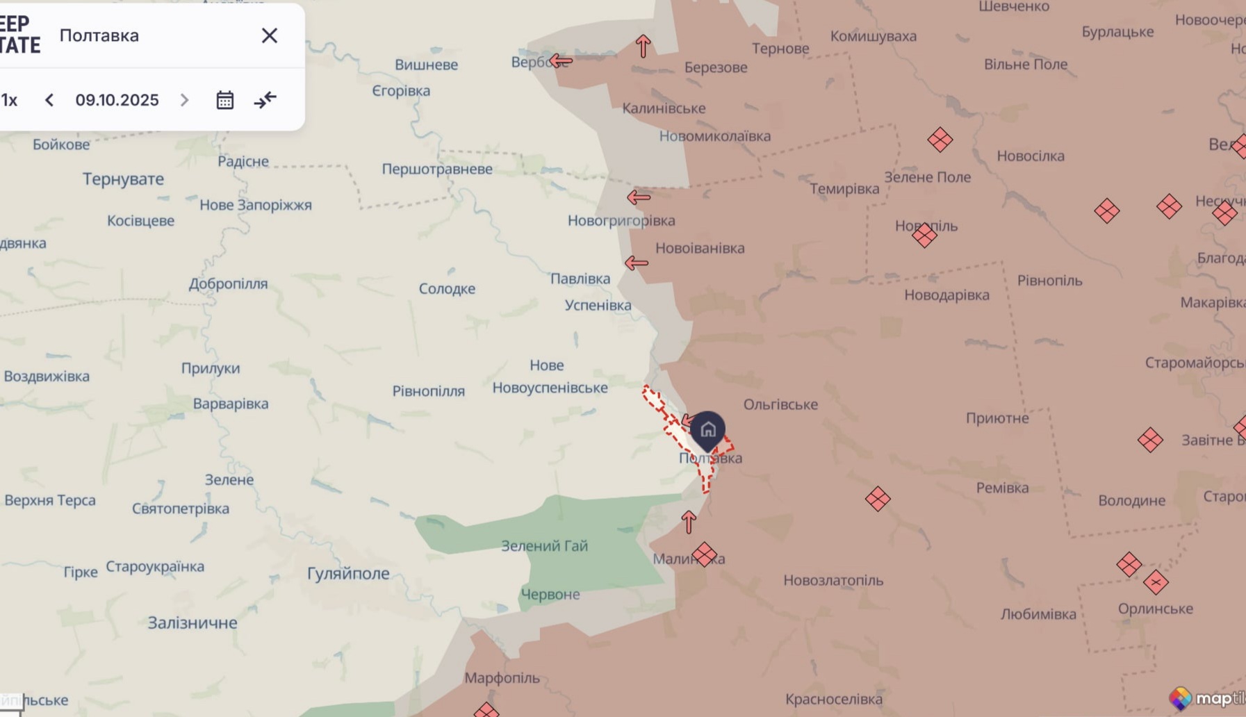 Ориентировочная карта боевых действий по состоянию на 11 октября в 14:10/DeepStateMap