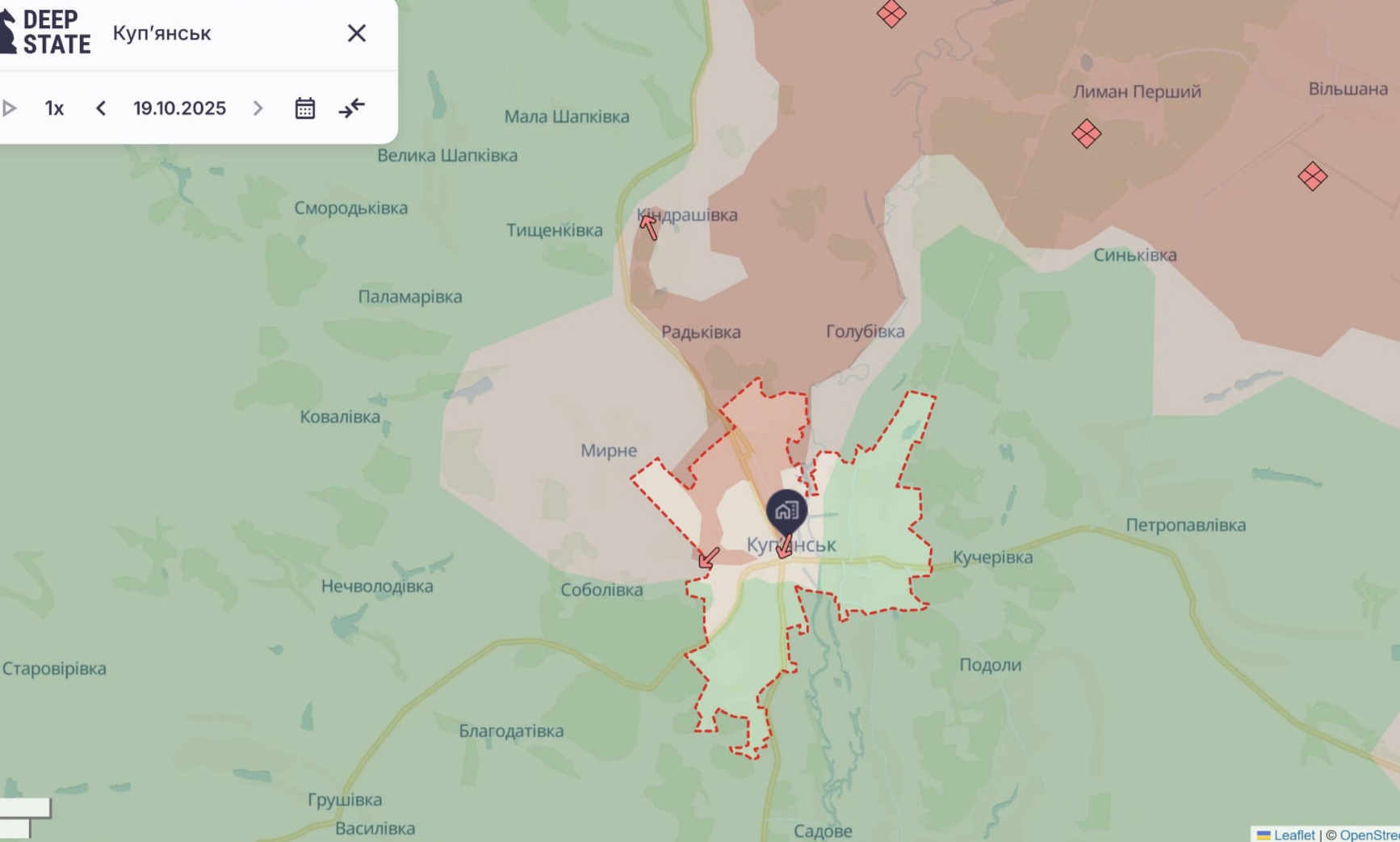 Ориентировочная карта боевых действий на 20 октября в 18:20/DeepStateMap
