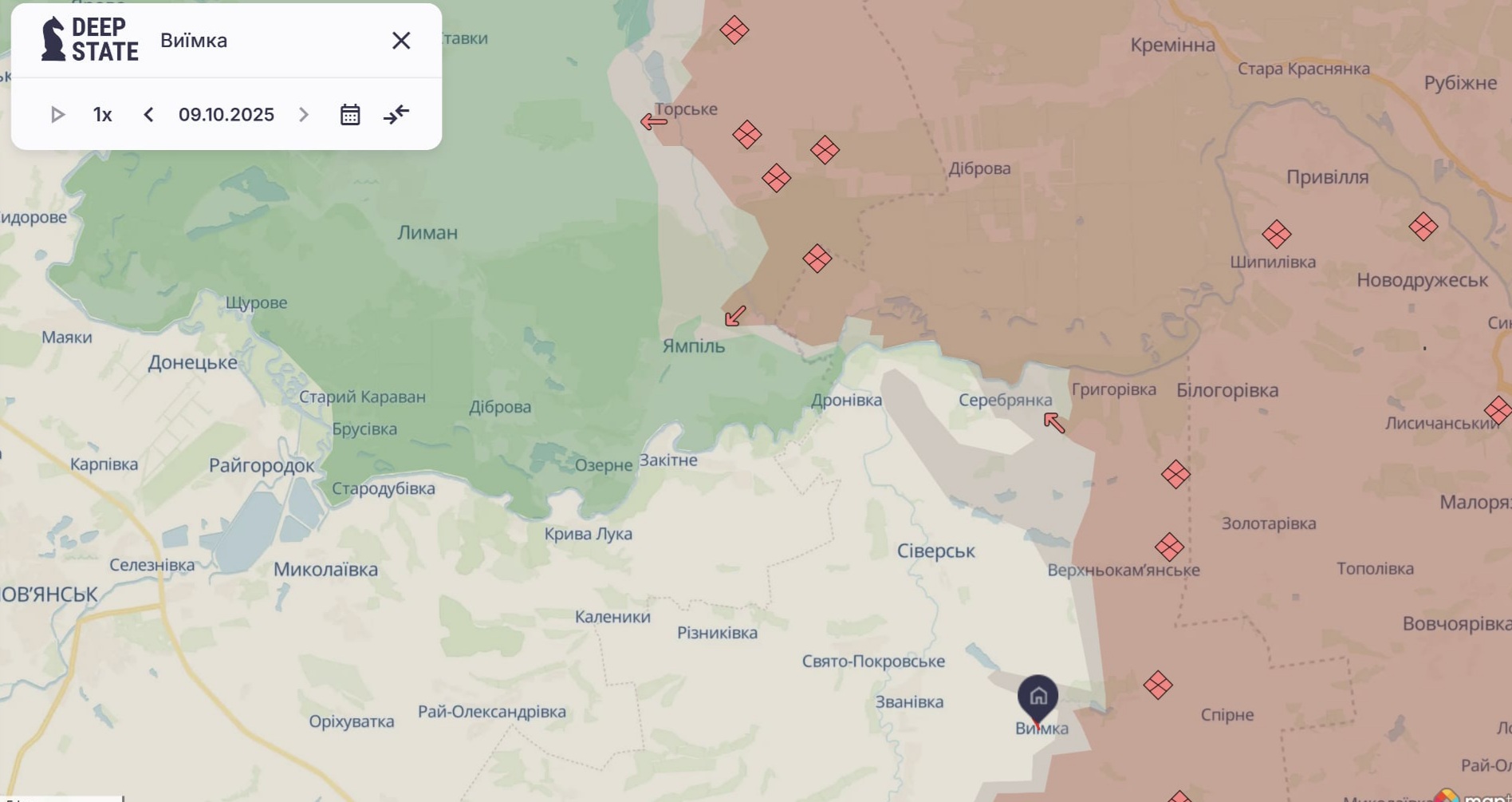 Ориентировочная карта боевых действий на 11 октября в 14:10 / DeepStateMap