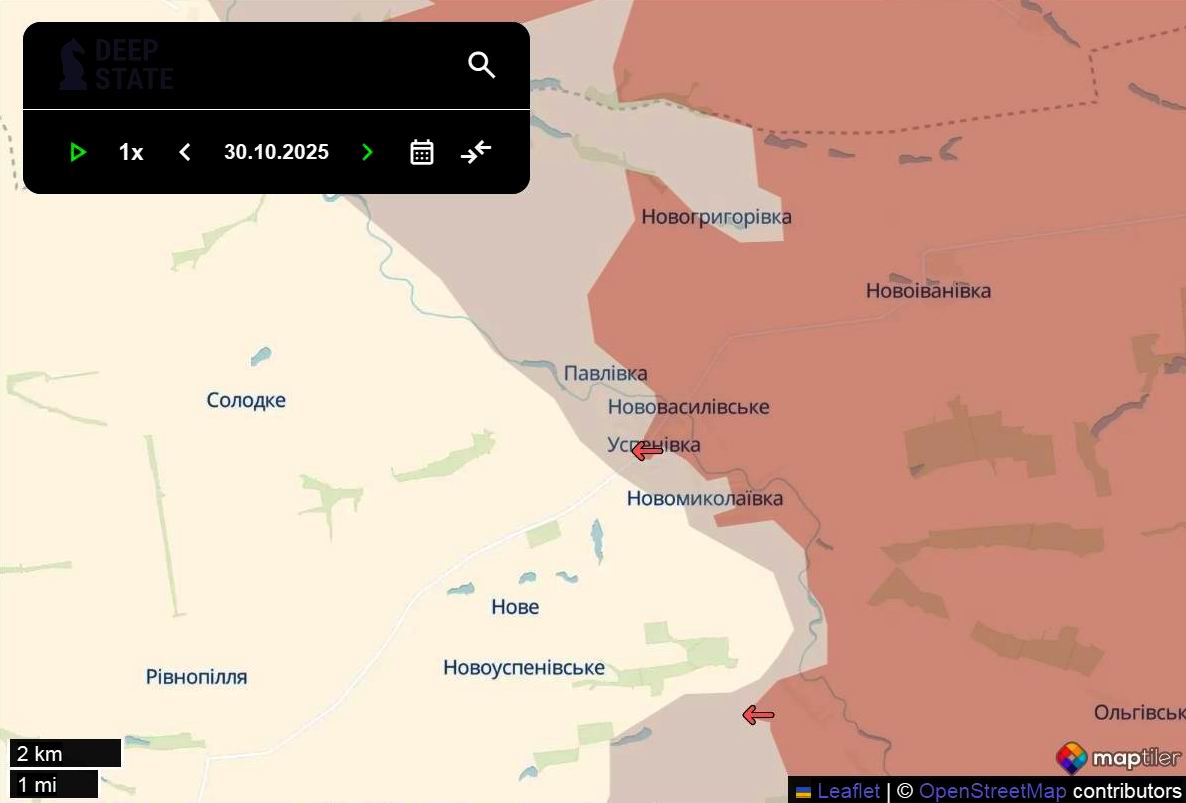 Лінія фронту на сході Запорізької області станом на 30 жовтня/DeepStateMAP Лінія фронту на сході Запорізької області станом на 30 жовтня/DeepStateMAP