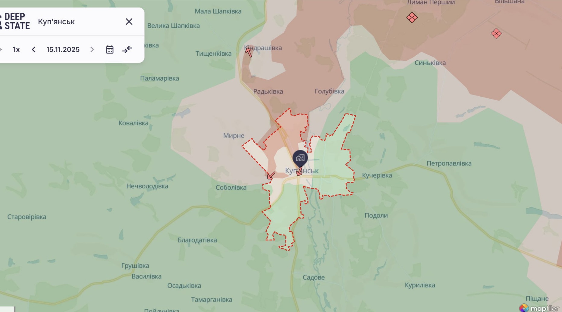 Ориентировочная карта боевых действий на 15 ноября в 23:44/DeepStateMap