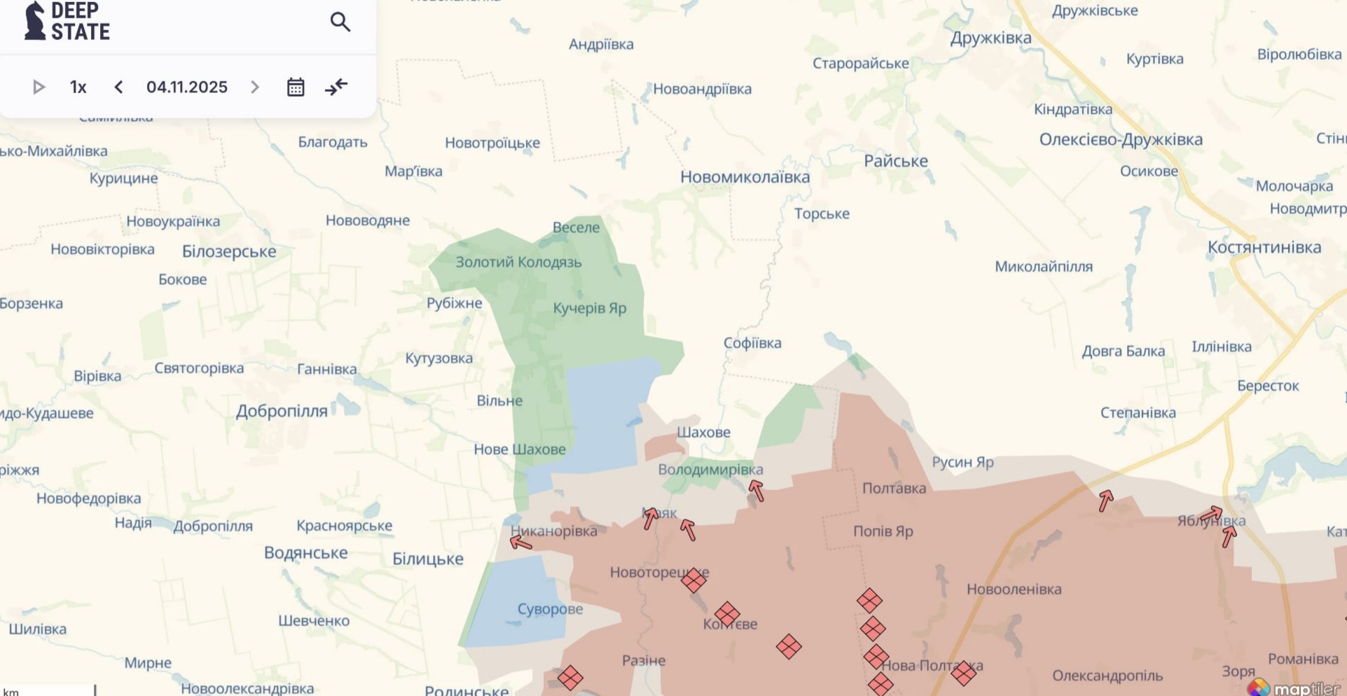 Ориентировочная карта боевых действий по состоянию на 3 ноября в 23:33/DeepStateMap