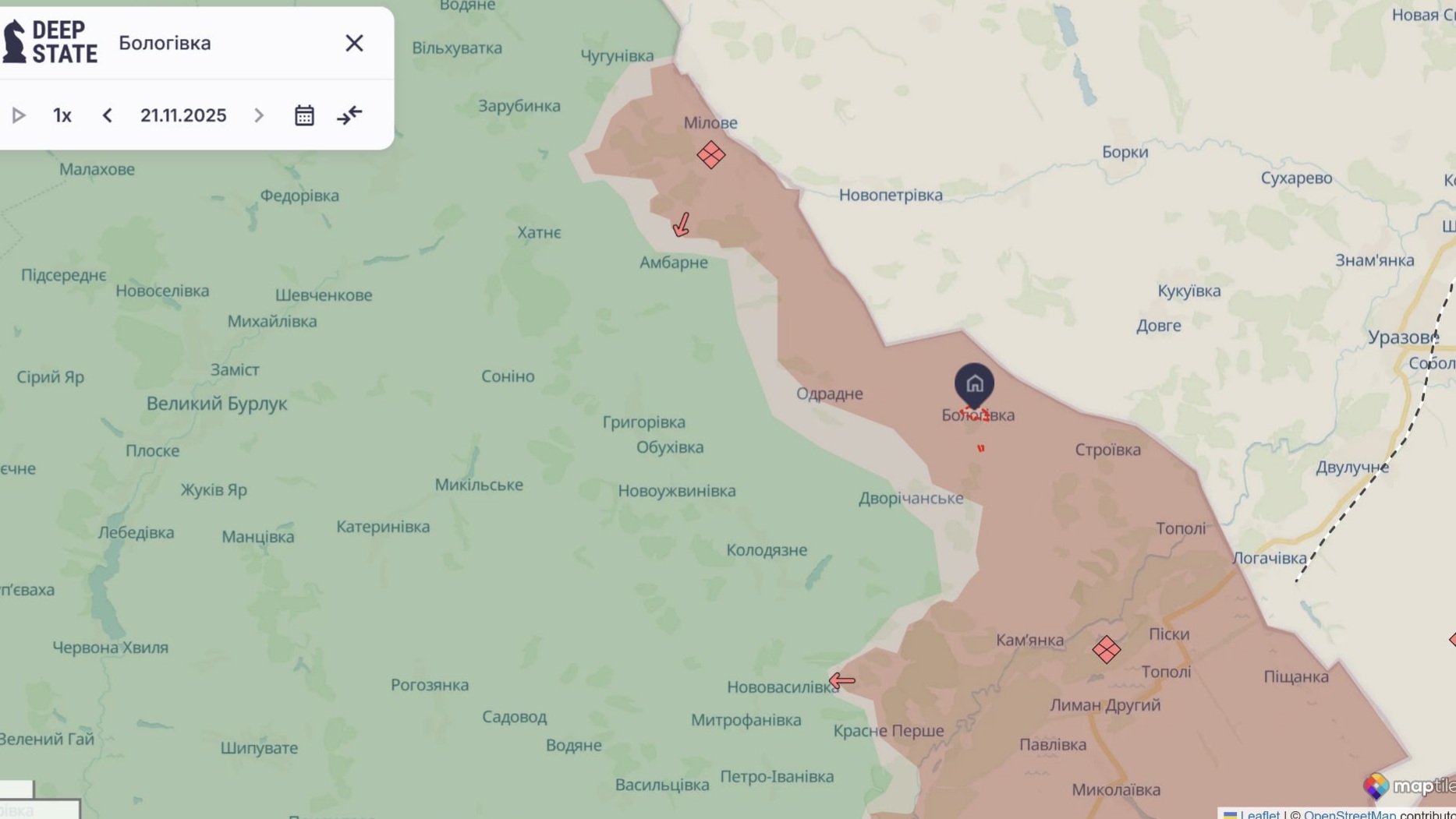 Ориентировочная карта боевых действий по состоянию на 21 ноября в 22:45/DeepStateMap