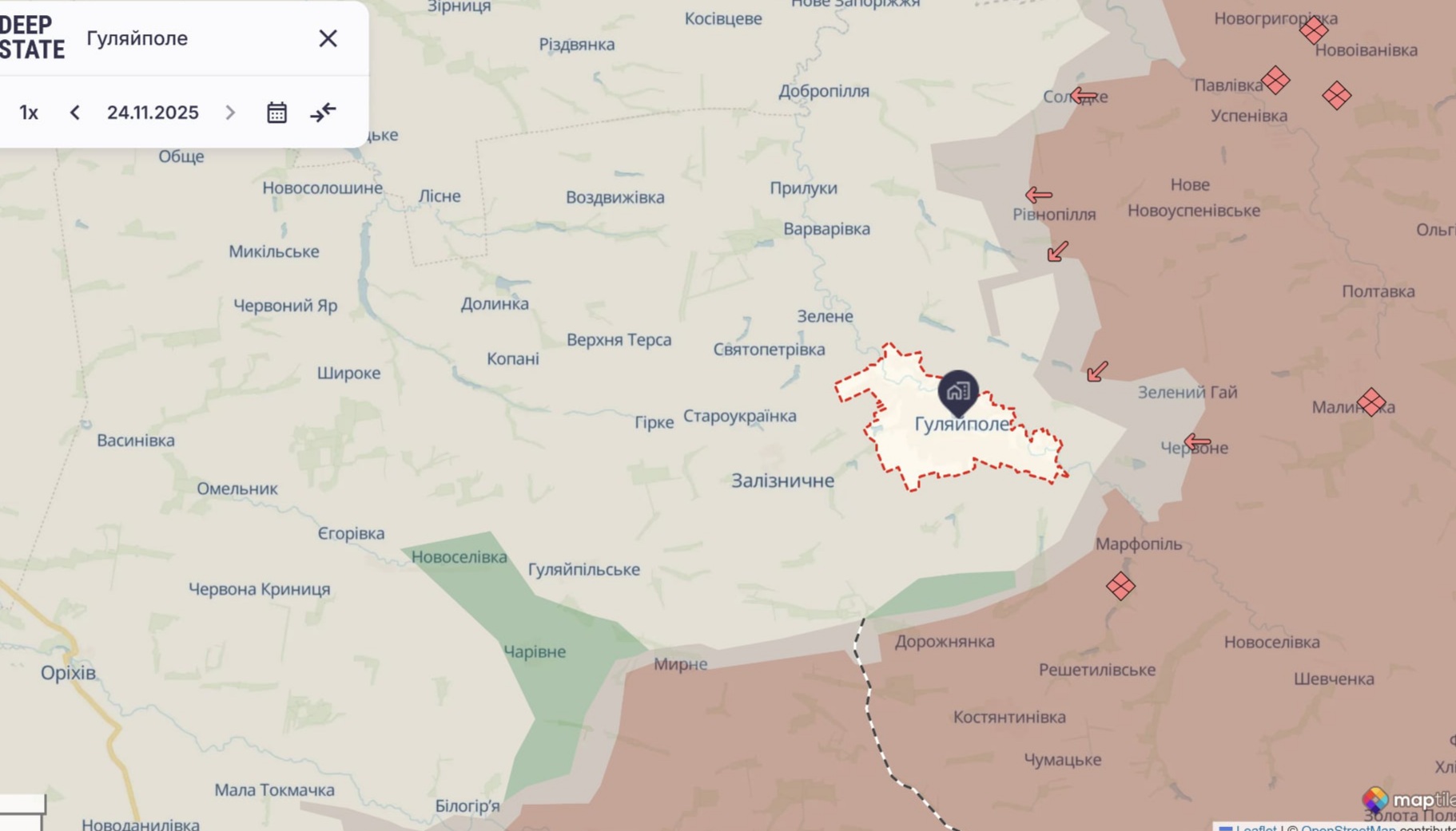 Ориентировочная карта боевых действий на 24 ноября в 22:38/DeepStateMap