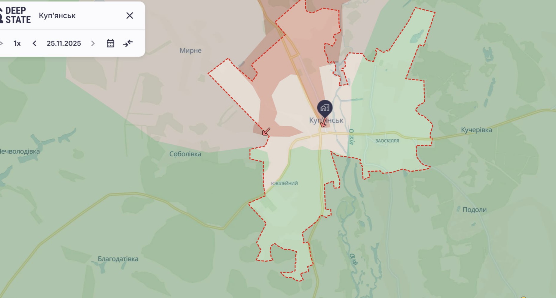 Ориентировочная карта боевых действий на 25 ноября в 23:33/DeepStateMap