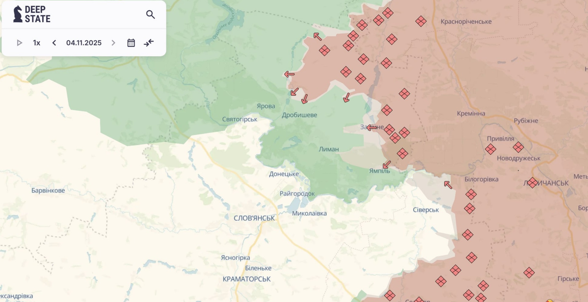 Ориентировочная карта боевых действий на 3 ноября в 23:33/DeepStateMap