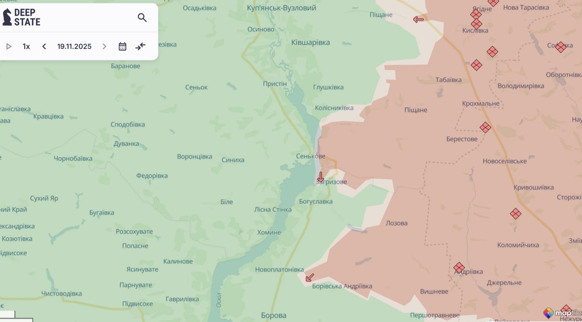 Ориентировочная карта боевых действий по состоянию на 19 ноября в 22:51/DeepStateMap