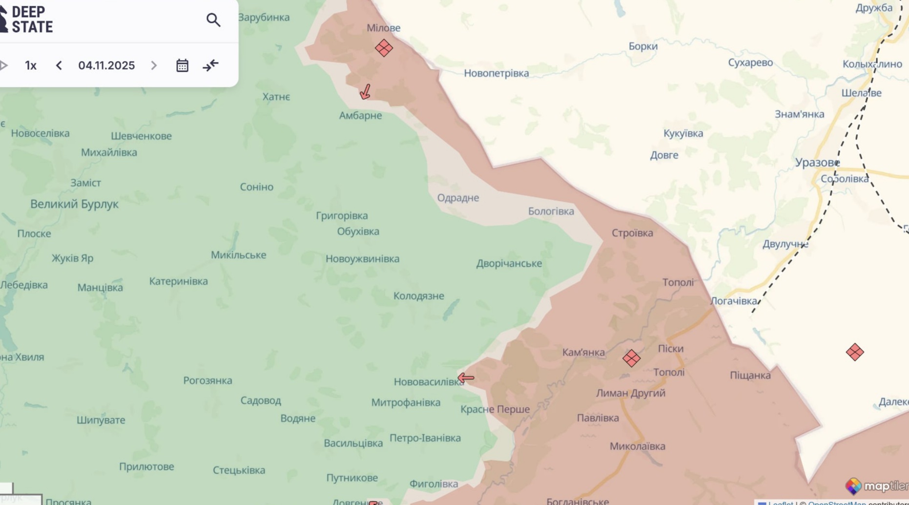 Ориентировочная карта боевых действий на 3 ноября в 23:33/DeepStateMap