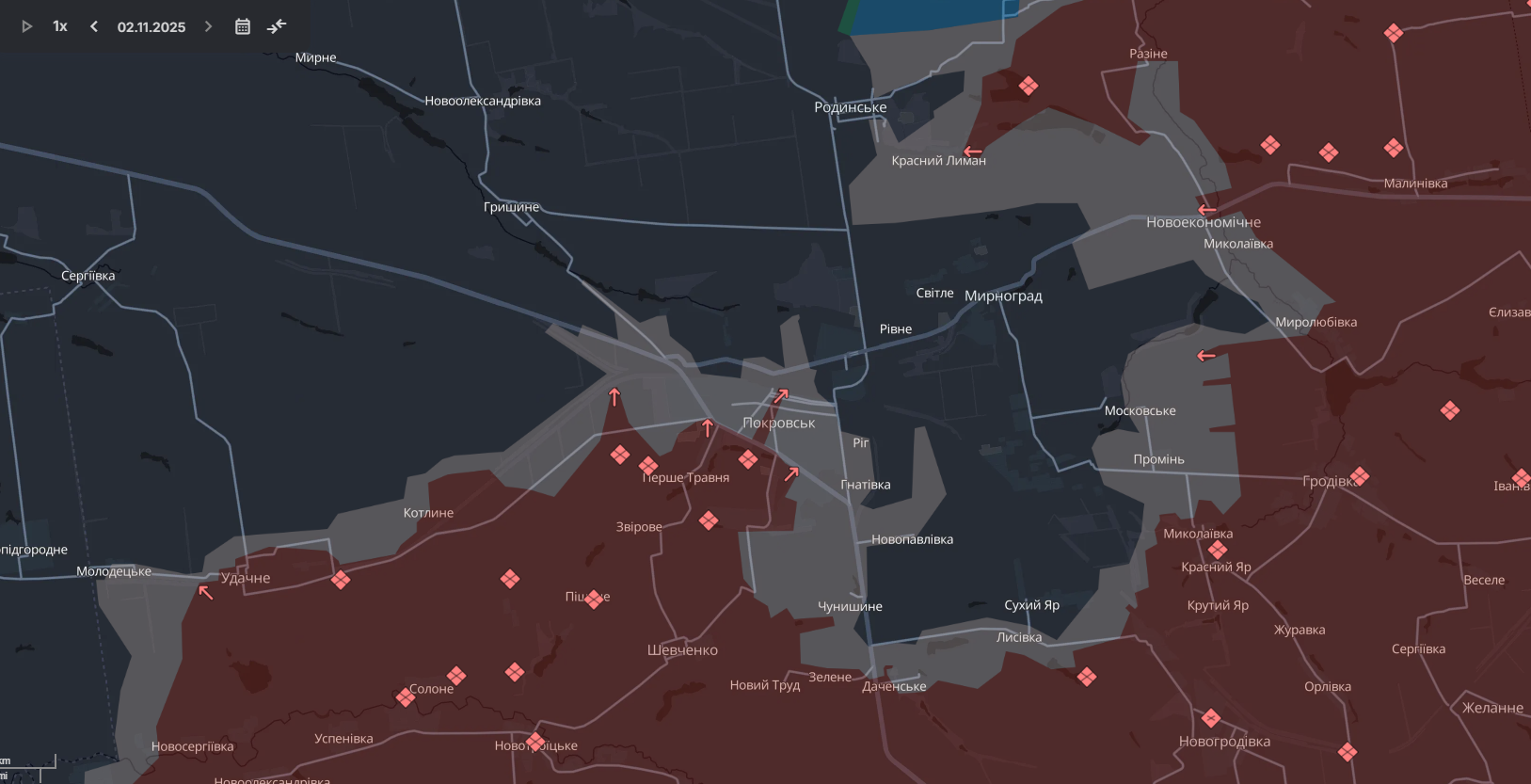 Ориентировочная карта боевых действий по состоянию на 2 ноября в 23:59/DeepStateMap