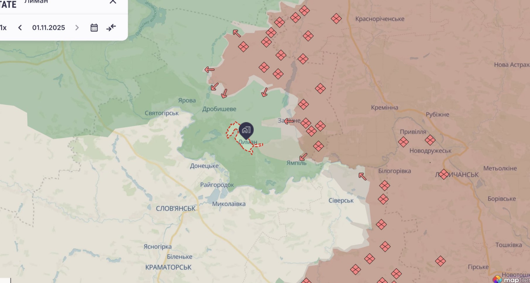 Ориентировочная карта боевых действий на 2 ноября в 17:11/DeepStateMap