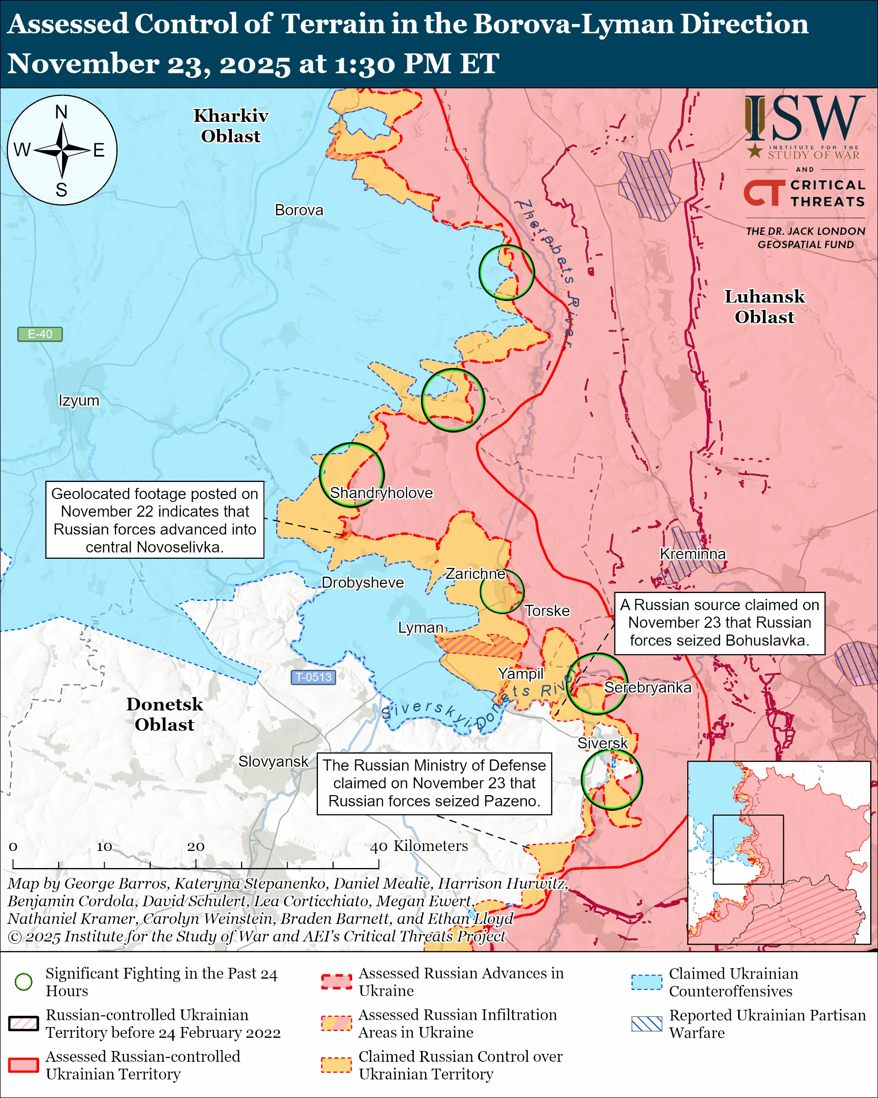 Лінія фронту на лиманському напрямку станом на 23 листопада/ISW