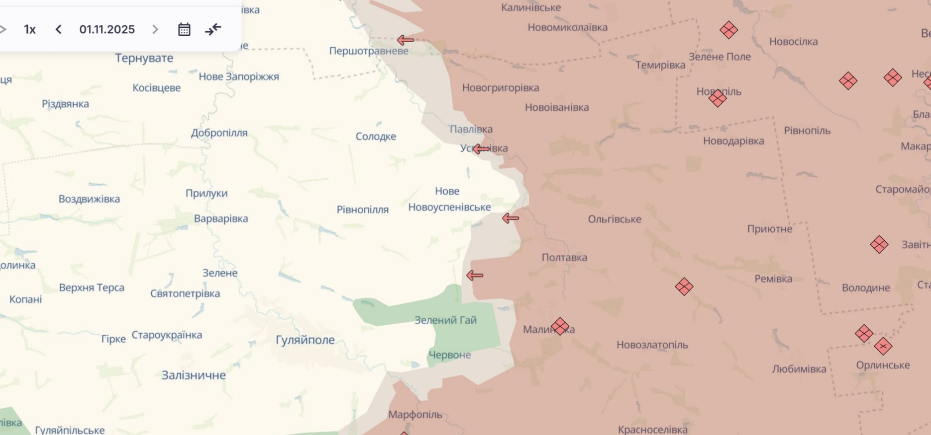 Ориентировочная карта боевых действий по состоянию на 2 ноября в 14:11/DeepStateMap