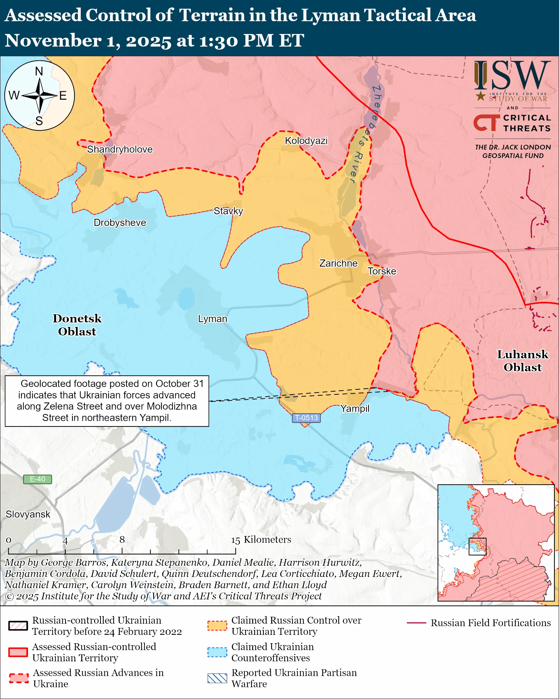 Лінія фронту на лиманському напрямку станом на 1 листопада/ISW