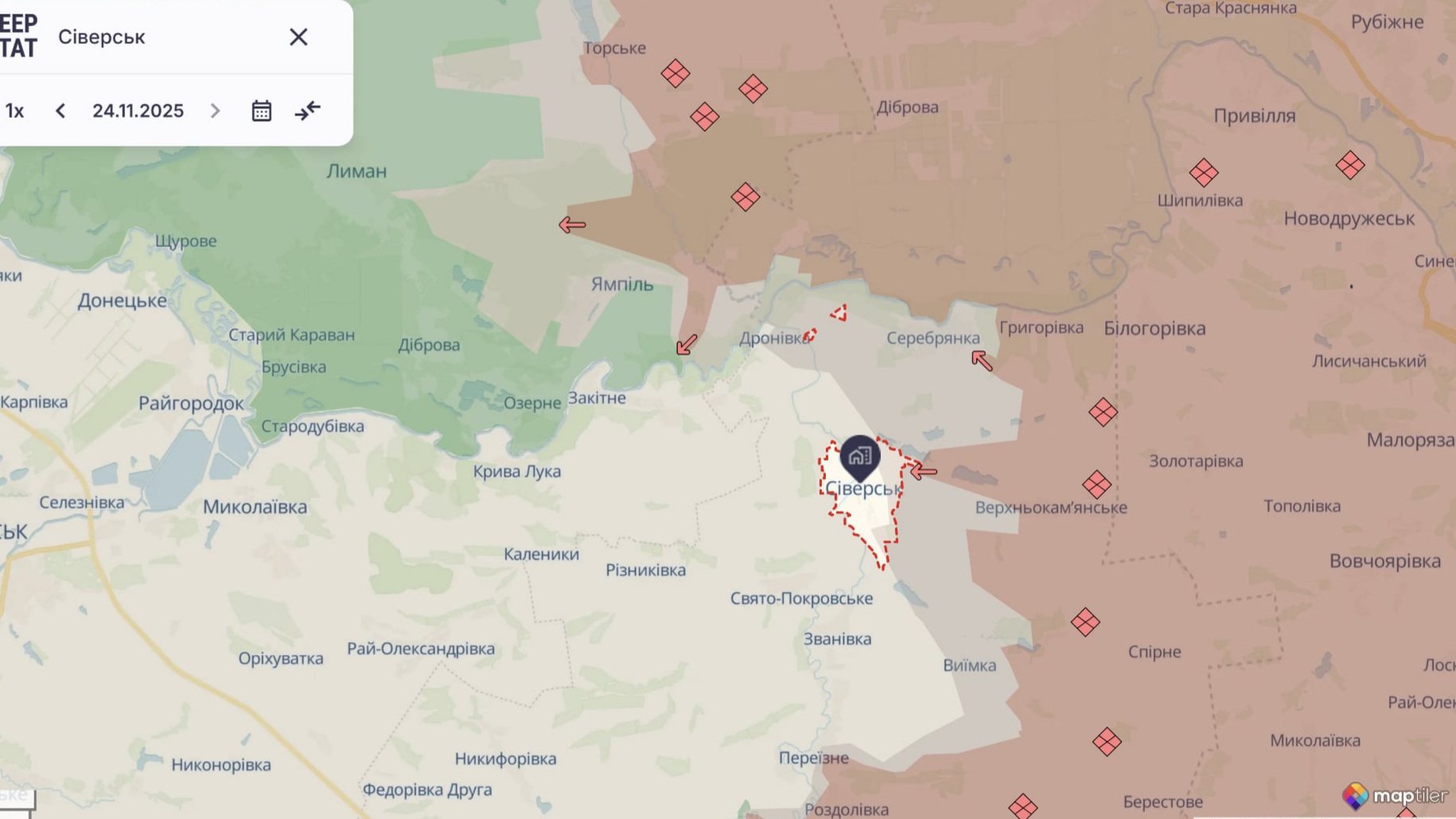 Ориентировочная карта боевых действий на 24 ноября в 22:38 / DeepStateMap
