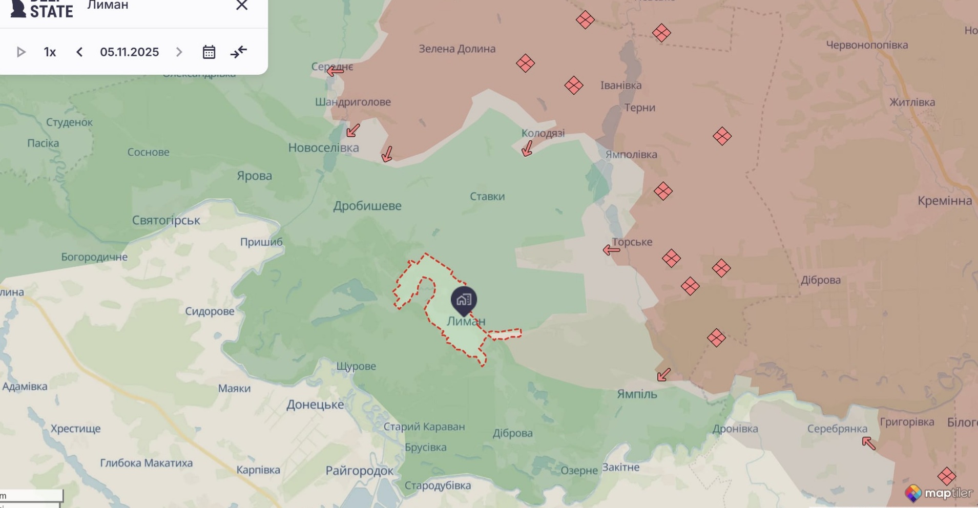 Ориентировочная карта боевых действий на 5 ноября в 23:41/DeepStateMap