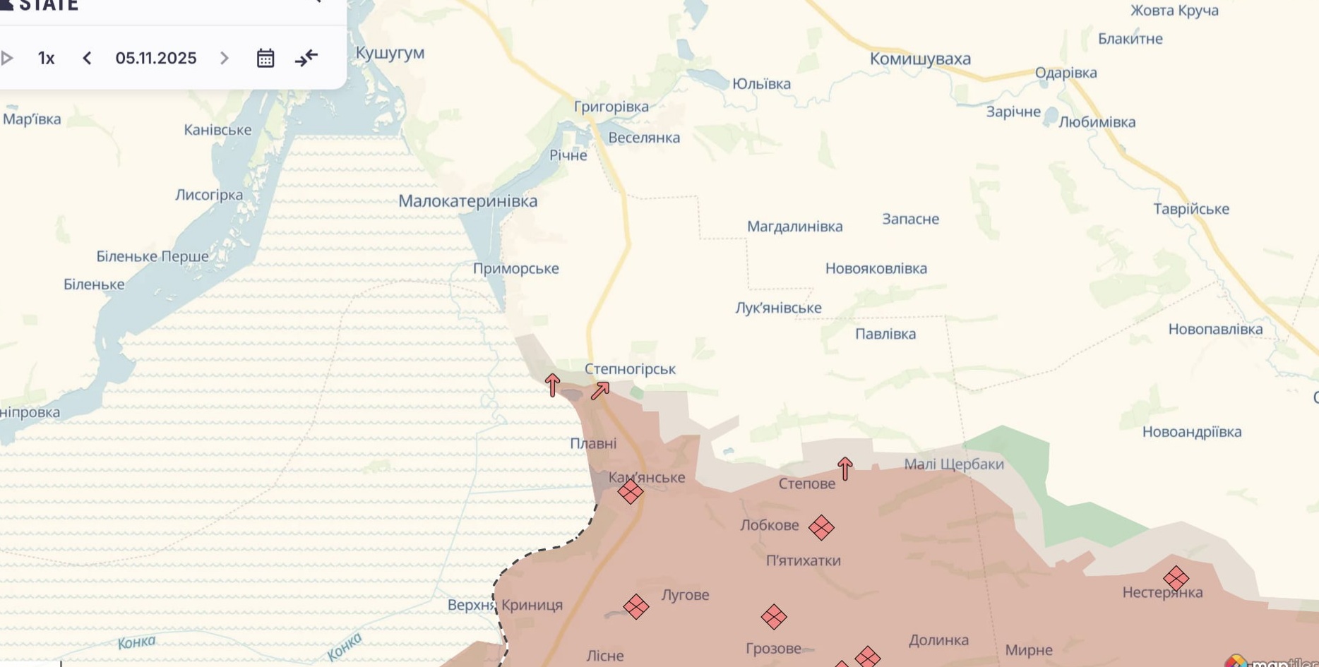 Ориентировочная карта боевых действий по состоянию на 5 ноября в 23:41/DeepStateMap