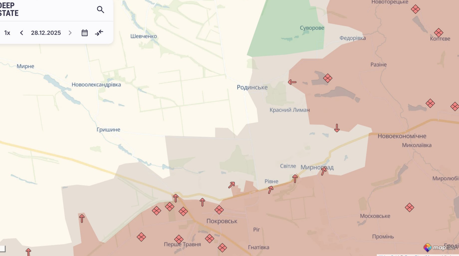Ориентировочная карта боевых действий по состоянию на 28 декабря в 23:20/DeepStateMap