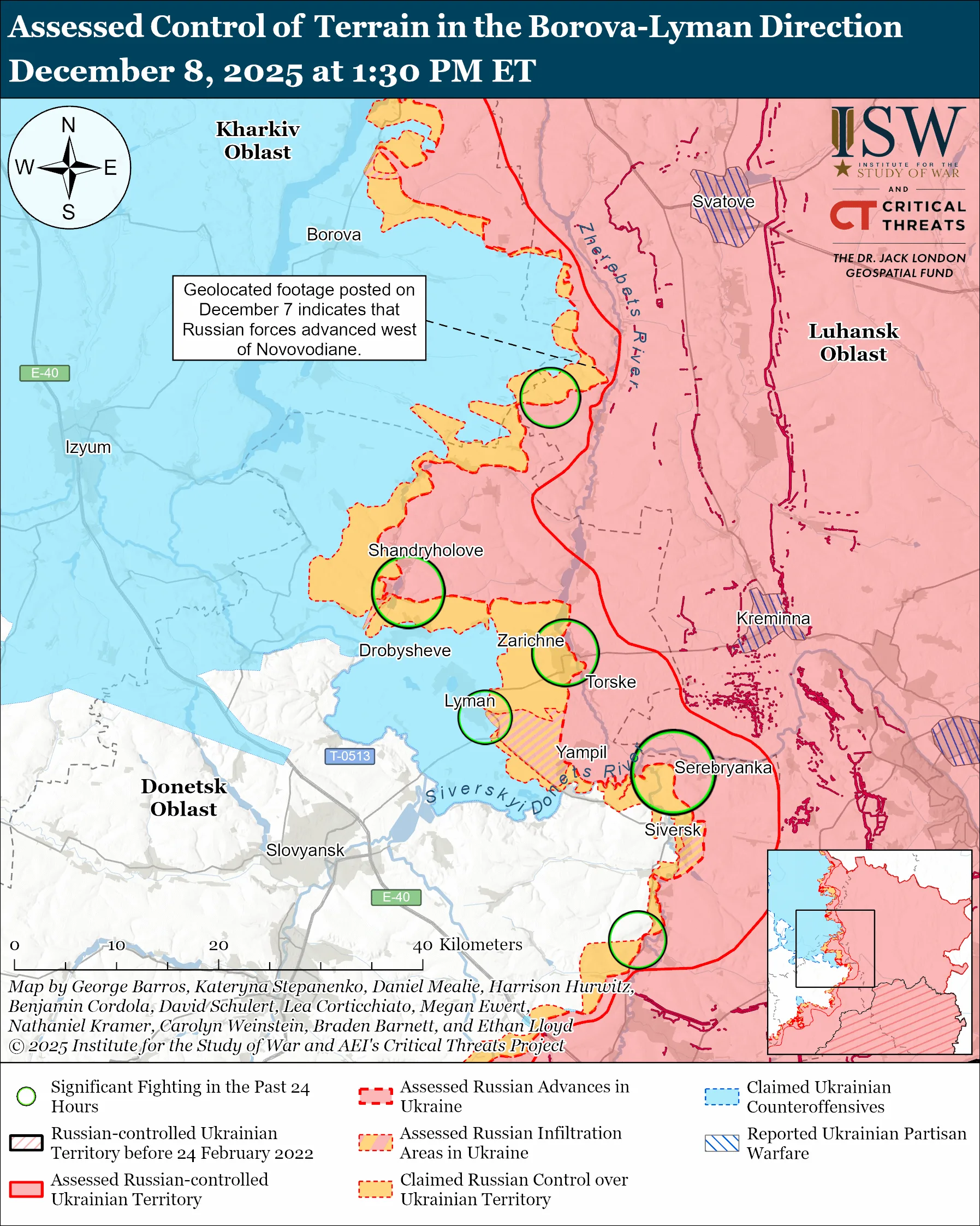 Лінія фронту на лиманському напрямку станом на 8 грудня/ISW