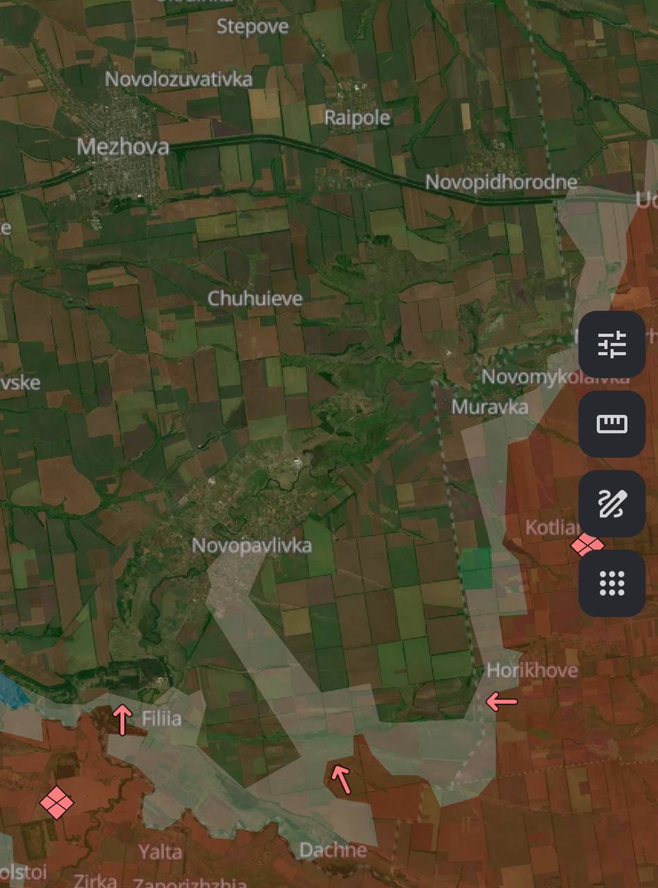 Линия фронта в районе Новопавловки по состоянию на 30 ноября