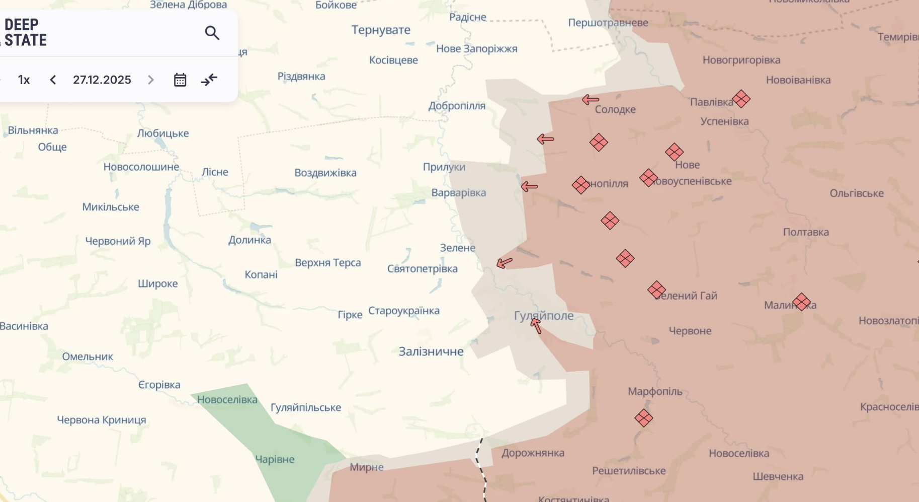 Ориентировочная карта боевых действий по состоянию на 27 декабря в 23:20/DeepStateMap