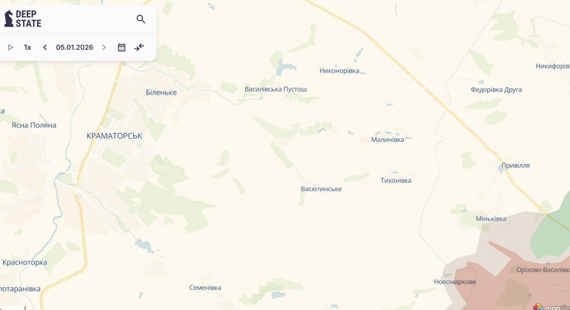 Ориентировочная карта боевых действий на января в 23:33/DeepStateMap