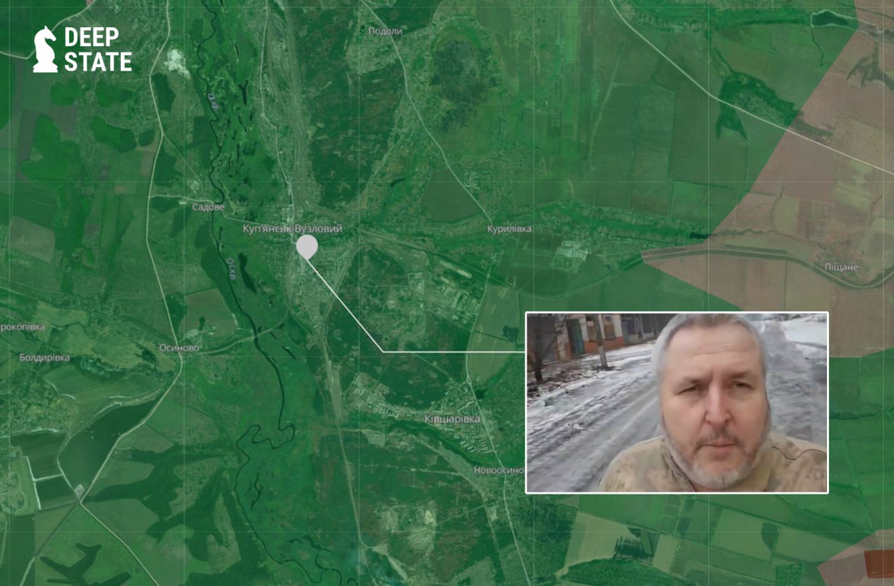 Лінія фронту в районі Куп’янська-Вузлового станом на 30 січня/DeepStateMAP