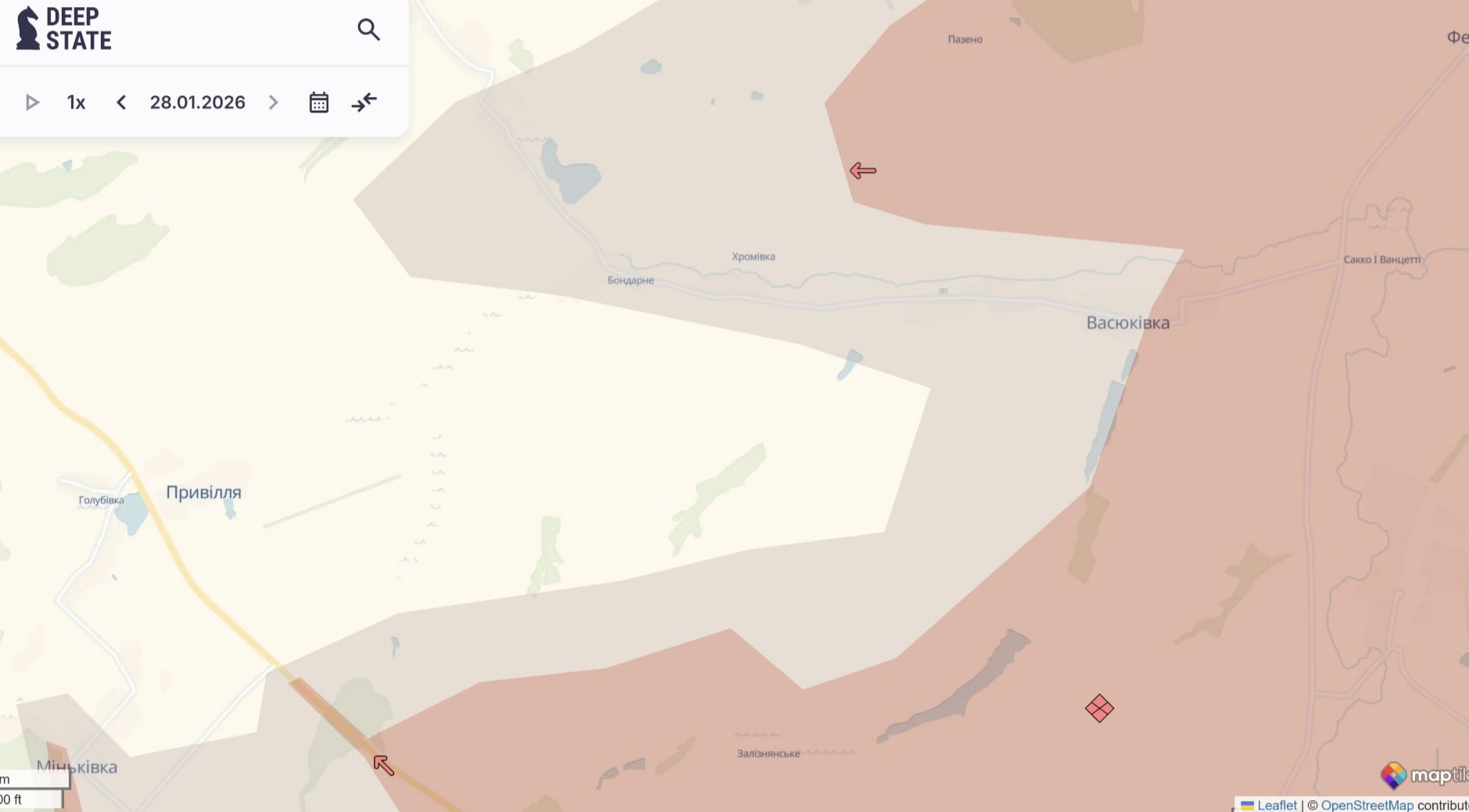 Ориентировочная карта боевых действий на 28 января в 23:51/DeepStateMap