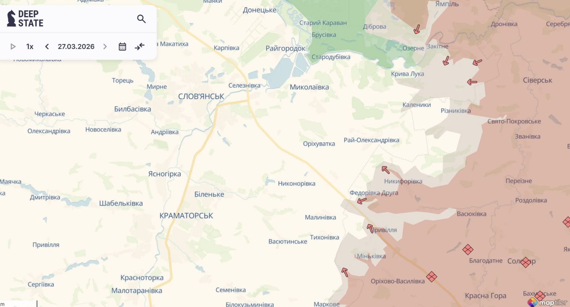 Ориентировочная карта боевых действий на 27 марта в 23:14/DeepStateMap