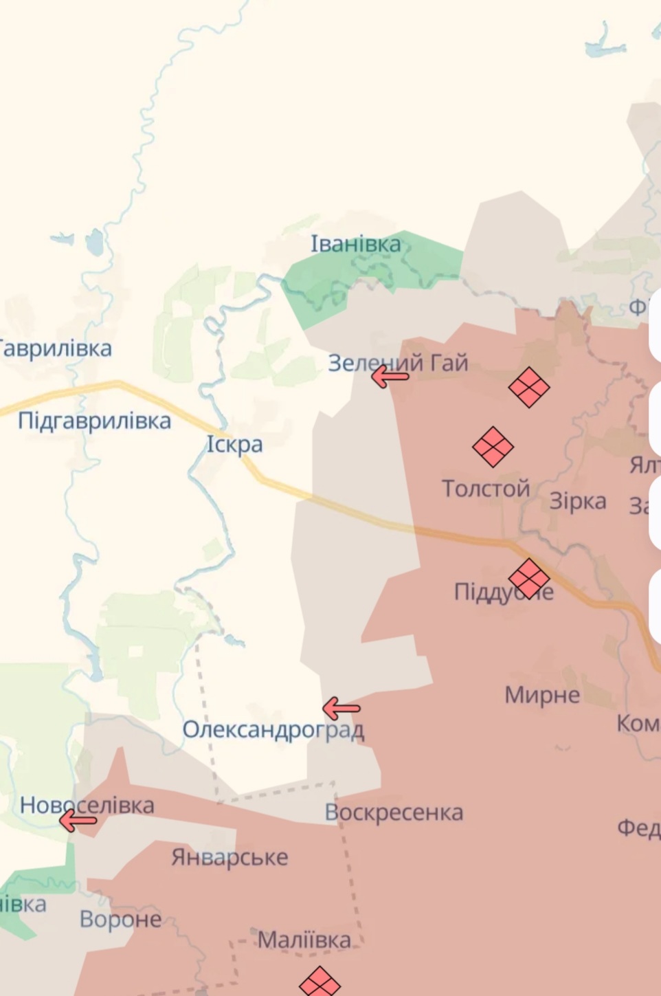 Ориентировочная карта боевых действий на 9 марта в 23:18/DeepStateMap