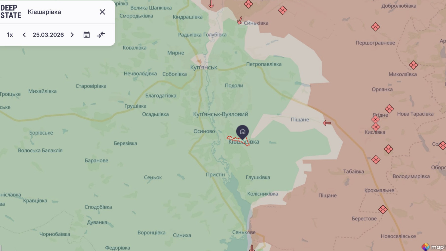 Ориентировочная карта боевых действий на 28 марта в 23:38/DeepStateMap