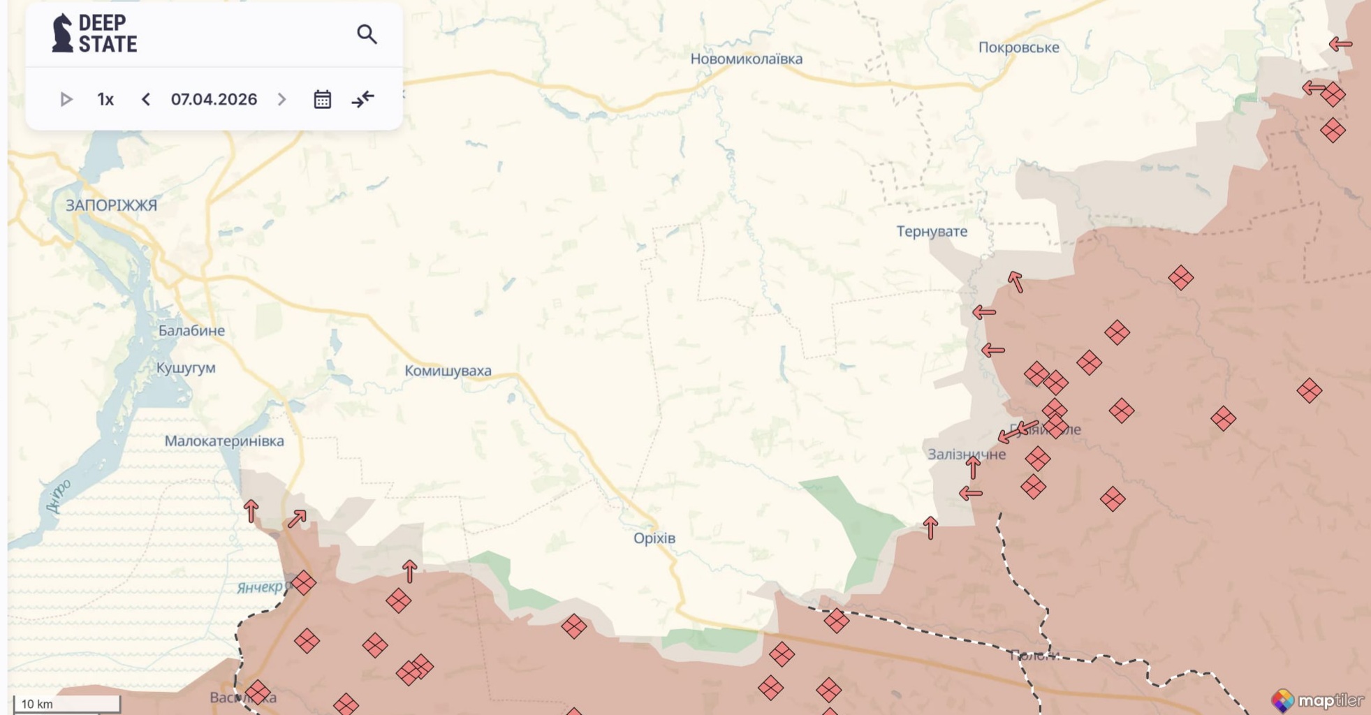 Ориентировочная карта боевых действий на 7 апреля в 18:29/DeepStateMap