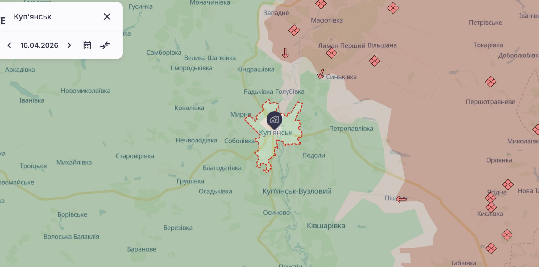 Ориентировочная карта боевых действий на 17 апреля в 15:18/DeepStateMap