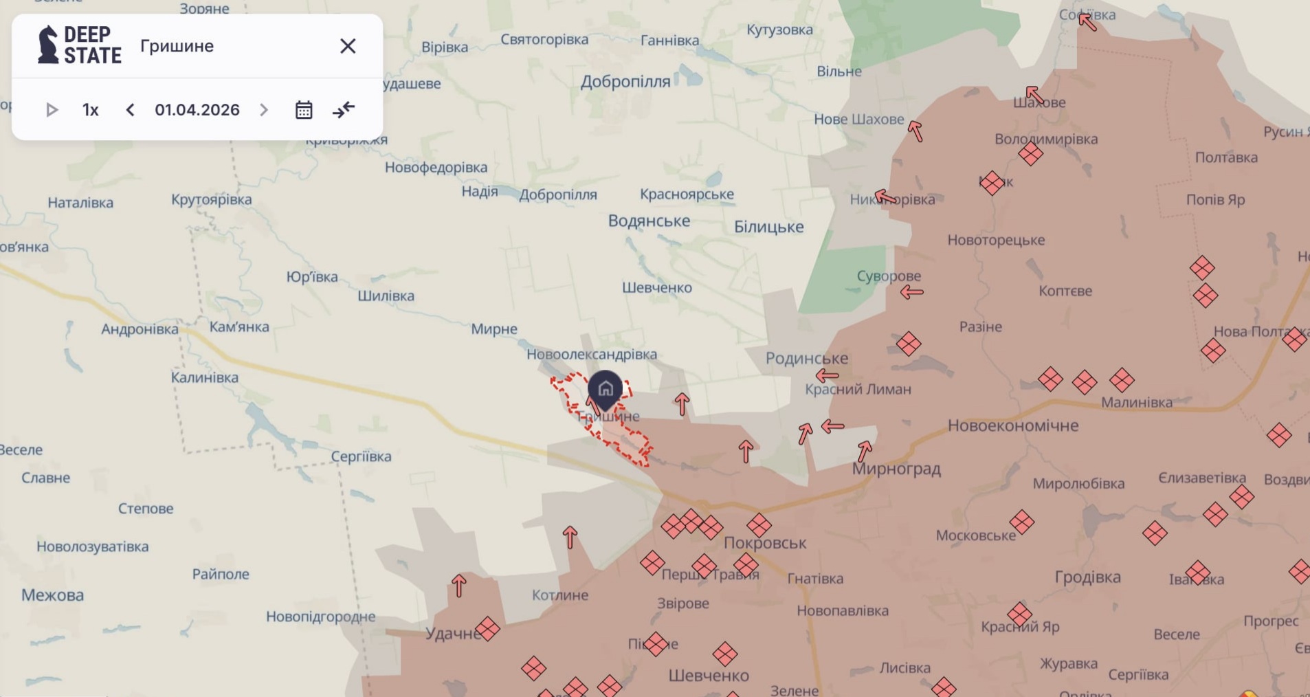 Ориентировочная карта боевых действий на 1 апреля в 22:21/DeepStateMap