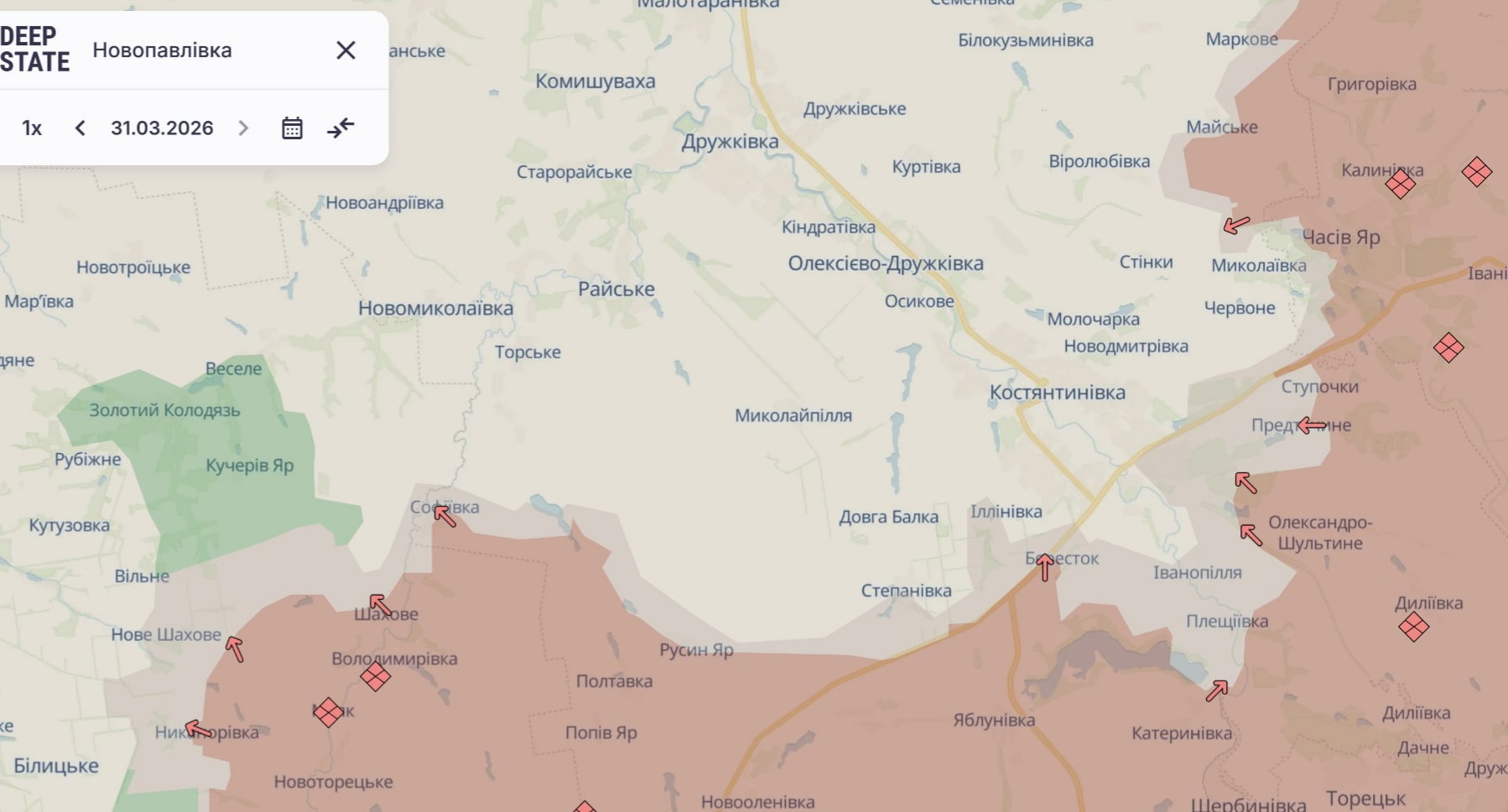 Ориентировочная карта боевых действий по состоянию на 31 марта в 22:32/DeepStateMap