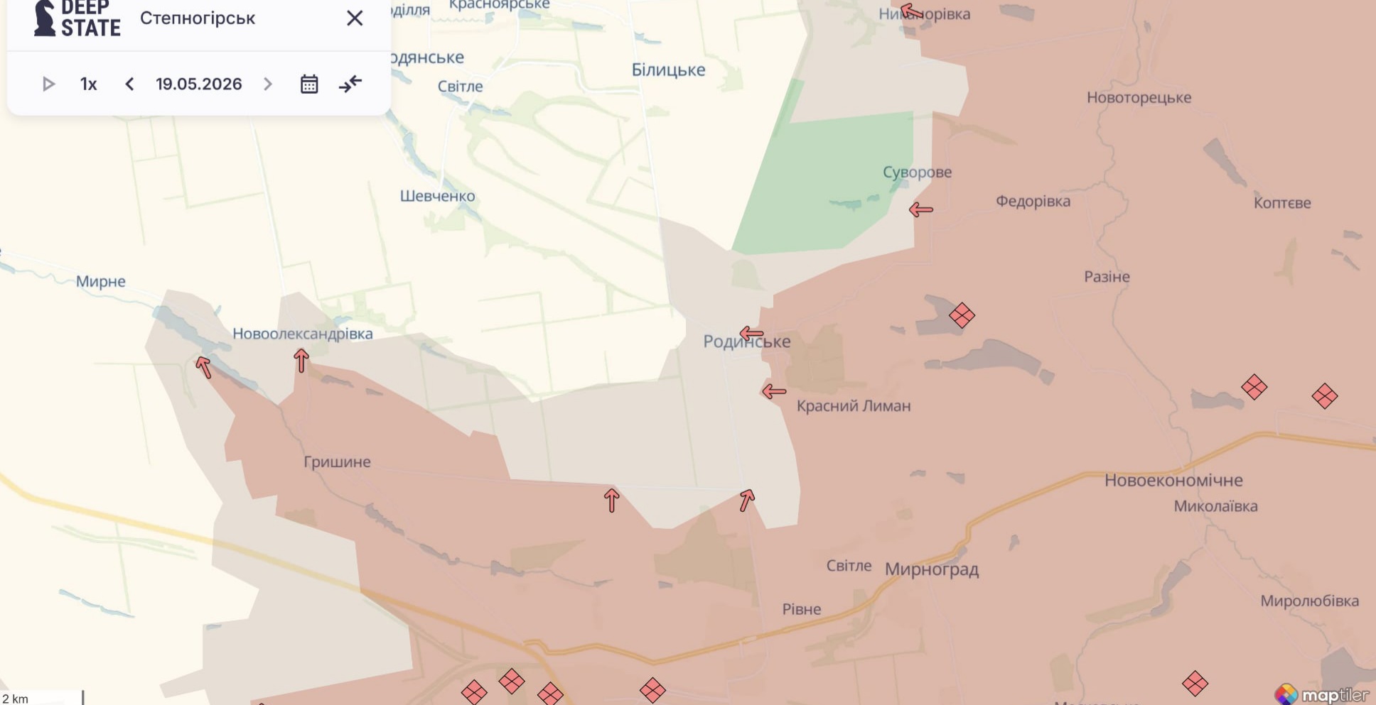 Ориентировочная карта боевых действий на 19 мая в 22:31/DeepStateMap