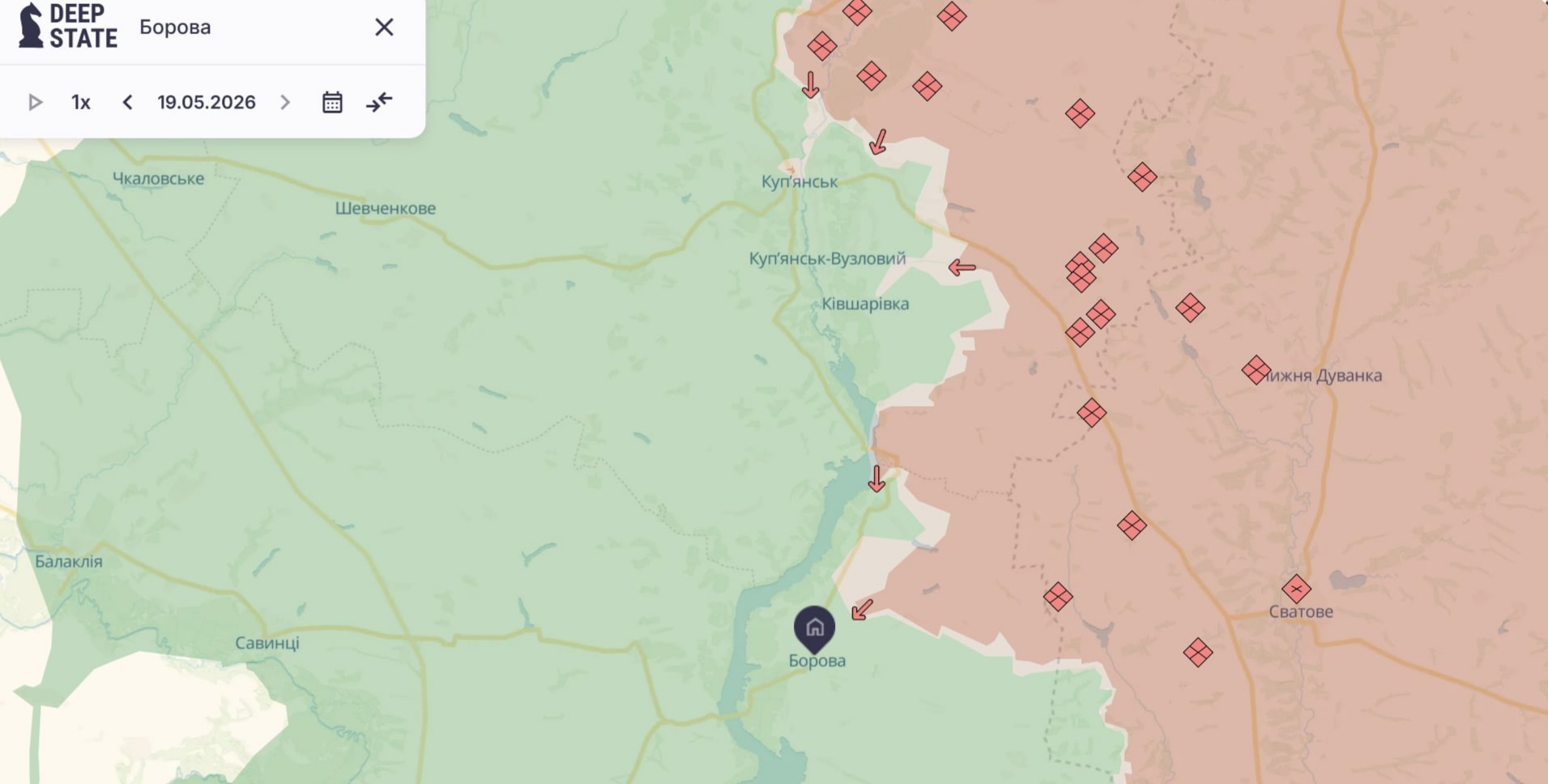 Ориентировочная карта боевых действий на 19 мая в 22:31/DeepStateMap