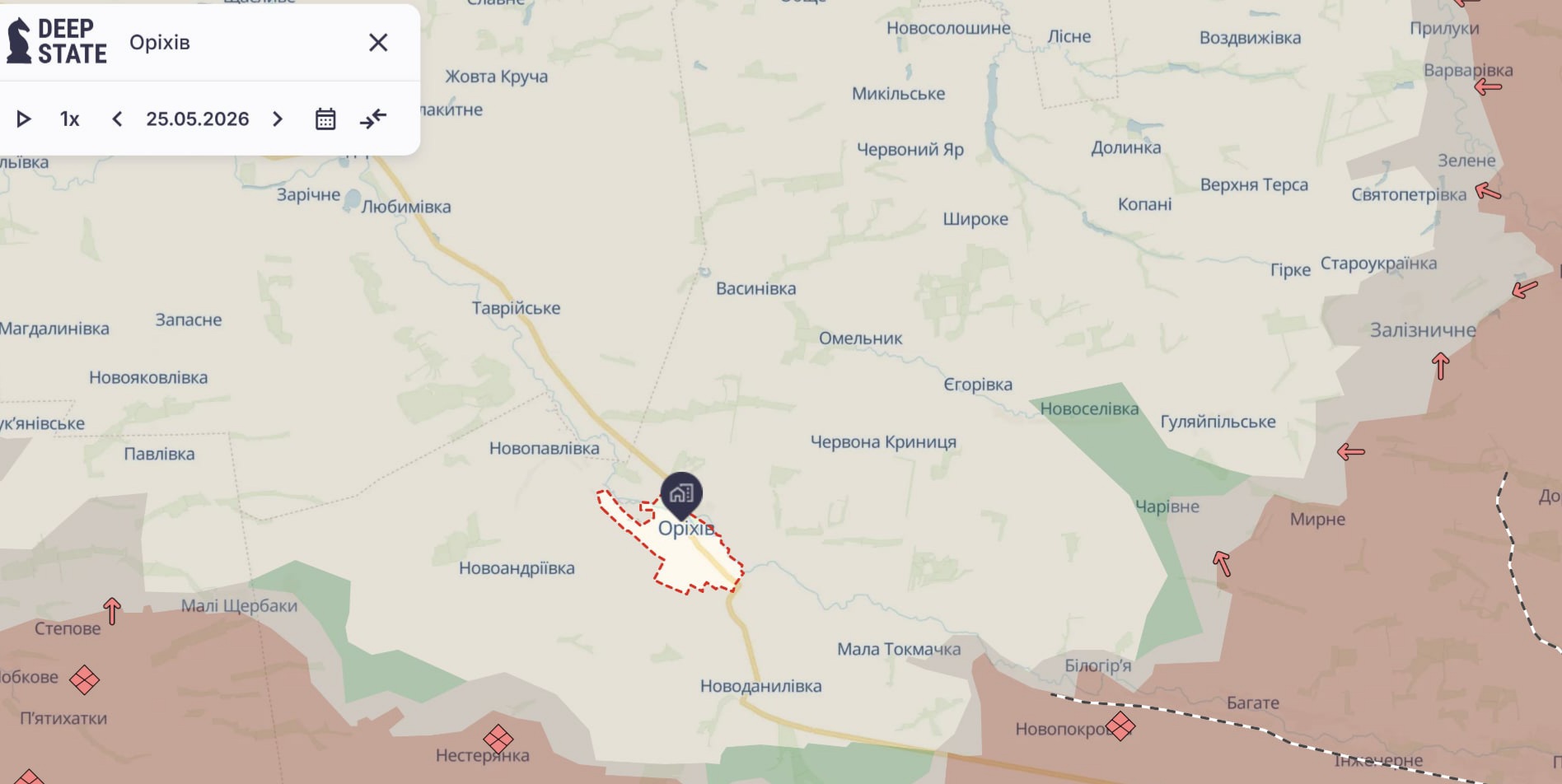 Ориентировочная карта боевых действий на 27 мая в 23:16/DeepStateMap