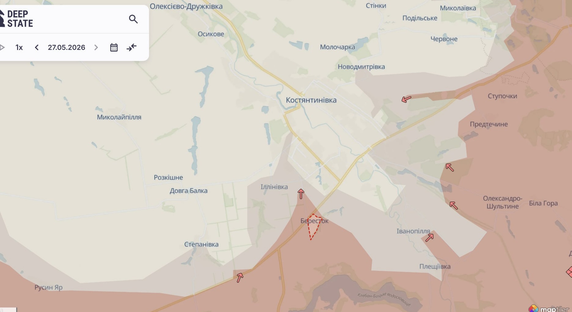 Ориентировочная карта боевых действий на 27 мая в 23:16/DeepStateMap